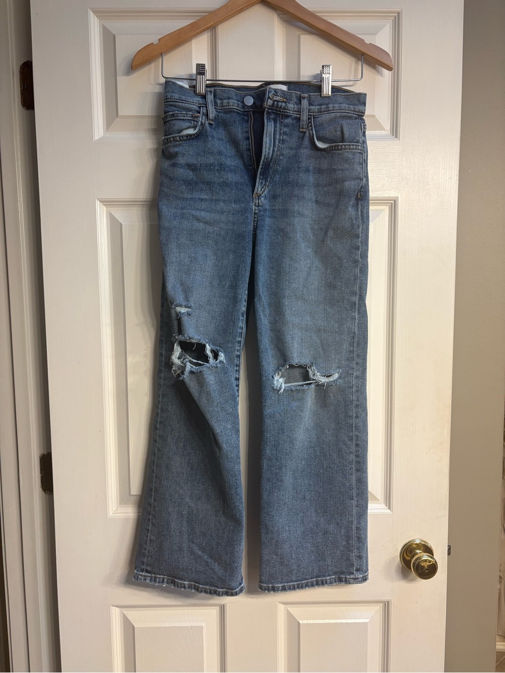 Joe's Jeans Distressed Light Blue Wide-Leg Jeans